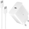 Heboen 45W USB C Caricatore Caricabatterie Rapido Caricabatterie Sumsamg Veloce con 3M Cavo per Samsung Galaxy S26 S25 S24 S23/S23 Ultra/S22/S21/S20/Note20/A73/A53/S10 Tipo C Spina Ricarica Adattatore bianco