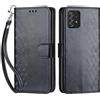 SIENIANLINE Cover per Samsung Galaxy A53 5G custodia portafoglio Cubo - Nero | 3 scomparti carte, 1 tasca banconote, Chiusura magnetica, Supporto, Pelle PU flip cover per Samsung A53 5G