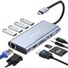 Omivine Hub USB C 11 in 1 con PD 100 W, 4K HDMI, VGA, Ethernet, 1 USB 3.0, 3 x USB 2.0, lettore di schede SD/TF, porte Aux da 3,5 mm per iPhone 16/15, MacBook, iPad, Samsung, Mac, Surface, Dell, laptop, PS4,