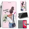 KENHONER Custodia per Xiaomi Redmi Note 8 Pro, ragazza | Portafoglio Pelle PU, Magnetica, Resistente Agli Urti, Scomparto Carte Credito, Pieghevole, Flip Libro, Motivo