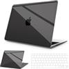 NPUOLS Custodia per Macbook Air 13 Pollici M1 2020-2018, Nero Cristallo | Ultra-Sottile Protettiva Cover Plastica Rigida Mac Air 13,3 A2337 A2179 A1932, e Sottile TPU UE Tastiera Cover (A2337 A2179)