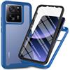 RonRun Cover Xiaomi 13T/ Xiaomi 13T Pro, Antiurto 360 Gradi Full Case con Protezione per Schermo Incorporata, Trasparente Rugged TPU Bumper Doppia Protettiva Case blu