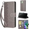 SIENIANLINE Cover per Motorola Moto G54 5G custodia portafoglio Grigio | 3 scomparti carte, 1 tasca banconote, Chiusura magnetica, Supporto, Pelle PU flip cover per Moto G54 Power