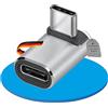 Sonero USB-C maschio su presa USB-C inclinata a 90°, adattatore USB-C, 40 Gbps, 240 W, 8K60 Hz, alloggiamento in alluminio, argento