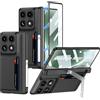 CoolMior Custodia per Motorola Razr Fold, Protezione Cerniera Magnetica e Protezione Schermo e Cavalletto Pieghevole, Copertura Protettiva Antiurto Duro, per moto razr fold (Nero,con porta carte)