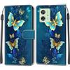 SIENIANLINE Cover per Motorola Moto G54 5G custodia portafoglio Farfalle verdi | Chiusura magnetica, Scomparti carte, Funzione supporto, Pelle PU flip cover per Moto G54 Power