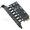 RIITOP Scheda di espansione USB 3.0 PCI-e 7 porte, RIITOP PCI-e x1 a USB 3.0 HUB Adapter 5Gbps (senza bisogno di alimentazione)