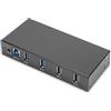 DIGITUS Hub USB-A - 4 porte - USB 3.0-5 Gbit/s - protezione ESD 15 kV - montaggio su guida DIN - Serie industriale - Nero