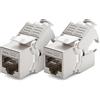 deleyCON 2x Modulo Keystone CAT7 - Compatibile con Cavi CAT7/CAT6/CAT6a - per Cavi Rigidi e Patch - Schermatura STP - Presa RJ45 fino a 1000 MHz e 10 Gbit/s - con Morsetto a Taglio (LSA)