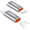 HOWJIM Adattatore Light-ning a USB C 2 Pezzi,PD27/66W Ricarica Rapida Trasmissione Dati,Adattatore Light-ning Femmina a USB C Maschio per Phone 17/16/15 Pad G-alaxy X-peria,Non Per Cuffie/OTG Grigio