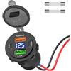 Qidoe 66 W Presa USB da 12V, 4 Porte Dual PD e Dual Quick Charge 3.0 USB Caricabatteria Adattatore Impermeabile per Auto con Voltmetro Ricarica Rapida per iPhone, Barca, Camper, Camion, Moto