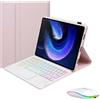 Generic Custodia con Tastiera per Honor Pad 10 / Tablet 10 12,1 pollici 2025 con Touchpad Retroilluminata a 7 Colori, Tasti Quadrati Tastiera Bluetooth 5.0 Doppia Modalità Mouse(Pink)