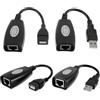 JAMHER 2 Paio USB Extender, connettore del cavo di prolunga da USB a Rj45 per cavo di prolunga at5e/Cat6, Applica per Mouse, Tastiera, Stampante, Fotocamera