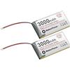 YELUFT 2 batterie ricaricabili ai polimeri di litio da 3,7 V, 3000 mAh, 1S 1C, con scheda di protezione e connettore Micro JST 1.25, per scheda di sviluppo ESP32