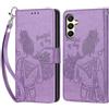 KENHONER Custodia per Samsung Galaxy A25 5G Cover, Viola | Portafoglio in Pelle PU Retro, Antiurto Flip, Slot per Schede, Funzione Stand, Chiusura Magnetica