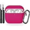 AOTUAO Custodia Compatibile con AirPods PRO 3a Generazione Case Cover con Kit di Pulizia, Case Protettiva Antiurto in Silicone per AirPods PRO 3 Custodia con Moschettone, Rose Pink