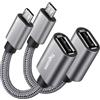 Togconn Cavo adattatore da USB a Micro USB OTG, 20 cm, 2 pezzi, da micro USB maschio a USB-A femmina 2.0 OTG On-The-Go, in nylon intrecciato, alloggiamento in alluminio, compatibile con S7 LG, Flash Drive