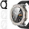 iVoler 3 Pezzi Cover con Vetro Temperato per Amazfit T-Rex Ultra 2, Copertura Completa Pellicola Protettiva Custodia Antiurto, Sottile Anti-Graffio Rigida Bumper Case, 2 Trasparente + 1 Nero