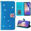 YKTO Glitter Cintillanti Case Cover per Samsung Galaxy S26 Plus PU Cuoio Flip Custodia Wallet Caso Portafoglio Carte Chiusura Magnetica Porta Supporto Stand Protezione Silicone Libretto Copertura,Blu