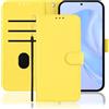 IMEIKONST Custodia per iPhone 16e Case a Libro in Pelle PU Portafoglio con Porta Carte Protettiva Antiurto Magnetica Supporto Stand Caso per iPhone 16e. Giallo Limone YBP1