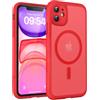 TOCOL Cover Magnetica per iPhone 11 6,1 Pollic, Compatibile con MagSafe, Protezione Fotocamera Integrata, Custodia Antiurto Traslucida Opaca, Rosso