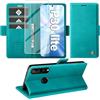 Giyer Cover per Huawei P30 Lite Custodia con Vetro Temperato, Premium Pelle PU Portafoglio Slot per Scheda RFID Antifurto Funzione Supporto Flip Case, Antiurto per Huawei P30 Lite 5G Cover (Cyan)