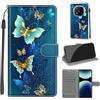 SIENIANLINE Cover per Redmi Note 14 Pro 4G/5G custodia portafoglio Farfalle verdi | Chiusura magnetica, Scomparti carte, Funzione supporto, Pelle PU flip cover per Xiaomi Poco X7