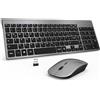 GALENMORO Set di mouse per tastiera, senza fili, USB QWERTZ, tastiera wireless piccola, ultra sottile, silenziosa, ergonomica, per computer, PC, laptop, Smart TV/Windows (nero, grigio, medio)