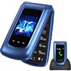 uleway ulway 4G Telefono Cellulare per Anziani, Dual SIM Telefoni Cellulari Tasti Grandi, Volume alto, Funzione SOS, 2.4 Doppio display con Base-Blu