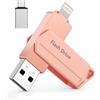 Snakwip Chiavetta USB per iPhone 256GB MFi Certified 3 in 1 Penna USB 3.0 Lightning chiavette USB c Photostick Pen Drive Pennetta per iPhone/iPad/iOS/Android/Mac/PC - Memoria Esterna(Rosa)