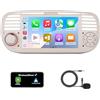 YZKONG Autoradio Stereo Fiat 500 (2007-2015) Linux Touch Screen con CarPlay/Android Auto Senza Fili, Avvio Veloce, Bluetooth FM RDS Mirror Link Canbus