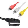 GELRHONR Cavo da SCART a 3 RCA maschio, Cavo SCART commutabile con interruttore di ingresso/uscita, audio video AV e cavo adattatore AV composito per TV, DVD videoregistratore-1.5M/4.9Ft