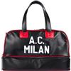 A.C. Milan - Sacca da Calcio, Borsone Sportivo, Porta Scarpe Rigido Separato, Chiusura con Zip, Stile Retrò Anni '60, Prodotto Ufficiale, Nero, TU