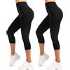SINOPHANT 3/4 Leggings Donna Vita Alta Elasticizzati Opachi Taglie Grandi Leggings 2 Pack Nero XXL