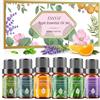 ESSNAT Oli Essenziali Set per Diffusore 6x10ML, Oli Essenziali Naturali per Aromaterapia,SPA - Lavanda,Menta Piperita,Eucalipto,Arancia Dolce,Tea Tree,Lemongrass - Oli Essenziali per Diffusori Casa