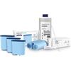 Aquafloow Kit pulizia macchina caffè Philips/Saeco - 4 filtri compatibili AquaClean CA6903, decalcificante 1000 ml, 20 pastiglie pulenti, spazzola e grasso al silicone, per modelli compatibili