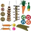 RowGlow 21 Pz Giocattoli per Coniglio, Giocattoli da Masticare per Coniglio, Criceto, Porcellino d'India e Cincillà, Giochi per Roditori Bastoncino Fieno Timoteo Bastoncino Melo Palle di Rattan per