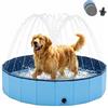 Quppa Piscina per cani con irrigatore, 2 in 1, pieghevole e portatile, in PVC, stabile, per l'estate, all'aperto, giardino, blu, 80 x 20 cm