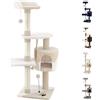 Beltom® TIRAGRAFFI PER GATTO ALTO 112 CM PARCO GIOCO GIOCHI GRAFFIATOIO SISAL CUCCIA ALBERO GATTI TIRA GRAFFI PALESTRA - Beige-Bianco