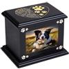 woodurn Pet Ashes Box Urne per Dog Memorial XLarge Funeral Cremazione Urne in Legno con Cornice Foto Memoriale Keepsake Memory Box con Flanella Nera Come Fodera Perdita Pet Memorial Remembrance Gift