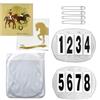 JA Horse JA7001 - Set di numeri iniziali a 4 cifre, spille da balia | Coppia di numeri per torneo, a 3 cifre, 4 cifre, con spille di sicurezza, elastico