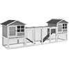PawHut Conigliera in Legno da Esterno con 2 Casette 259x64x92 cm Grigia