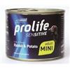 Generico PROLIFE Cane Sensitive Adult Rabbit & Potato - Mini | alimento umido completo per cani adulti sensibili di taglia piccola, 12 lattine da 200 grammi.