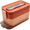 Muitomas, Lunch Box 1700ml, Porta Pranzo con Posate e Due Contenitori, Portapranzo Ermetico per Alimenti, Lunch Box Microonde, Lavastoviglie e Congelatore, Colore Peach Fuzzy