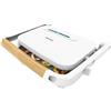 Cecotec Griglia Elettrica Rock'Ngrill 1300 Wood W. Potenza 1300W, Design Bianco, Rivestimento Rockstone, Base Antiscivolo, Piastra Galleggiante, Indicatore Luminoso, Manico in Legno, Versatilità