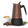 Cecotec Caffettiera Moka Express Piccolina 400 Bronze. 200ml, 4 Tazze di Caffè, Acciaio Inox, Adatta Tutte le Superfici, Filtro Premium, Valvola di Sicurezza, Manico Termoresistente, Design Elegante