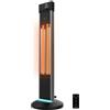 Cecotec Riscaldatore elettrico da esterno della torre ReadyWarm 2000 Power Tower. 2000 W in 3 livelli, tecnologia alogena, protezione IP34, telecomando e display, area di copertura 10 m2