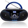 LONPOO Lettore CD Boombox Portatile - Stereo con Radio FM, Ingresso Bluetooth, USB, AUX, Uscita Auricolari, Audio Domestico Compatto, AC o Alimentato a Batteria (LP-D02)