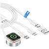 Bamkey 3 in 2 Caricatore per Apple Watch, Cavo Apple Watch Cavo Ricarica Apple Watch Caricatore iWatch Magnetic per Apple Watch Serie 11/10/9/8/7/6/5/4/3/2/SE/Ultra, iPhone 17/16/15/14/13/12/11/X/9/8/7