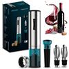 Cecotec InstantCork 1000 Gourmet - Apribottiglie elettrico in soli 8 secondi, funziona con 4 batterie, luce LED, ago elicoidale in acciaio, corpo in acciaio inox
